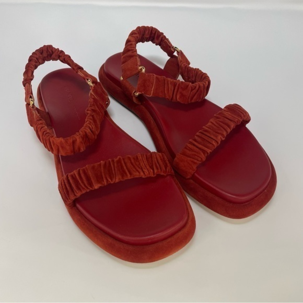 KHAITE puglia rust suede sandals gold hardware size 39